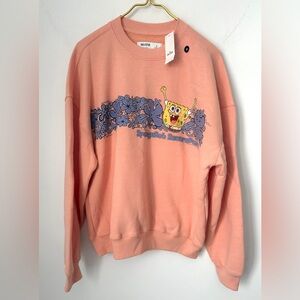 NWT Hollister SpongeBob Peach Boxy Fit Hoodless Crewneck Sweatshirt Men’s Medium